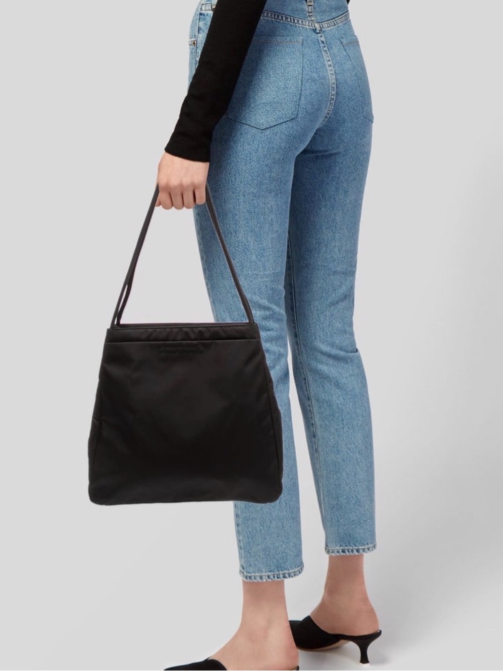 Prada Vintage Tessuto Nylon Shoulder Bag Black Nero